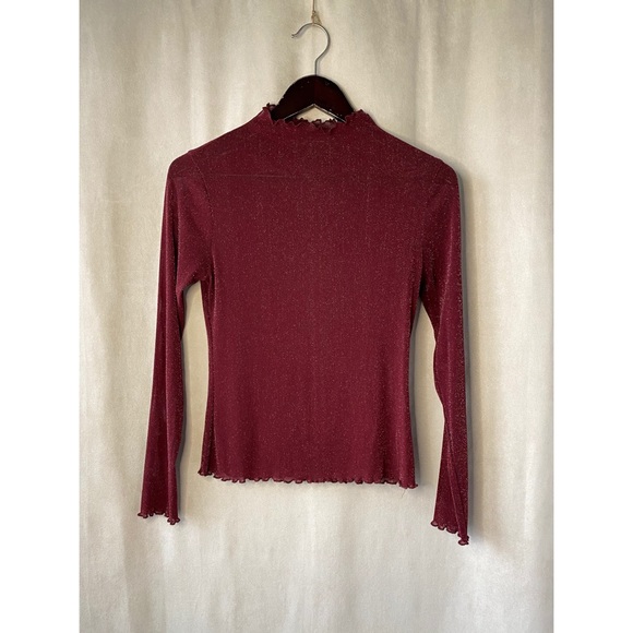 Burgundy Metallic Sheer Top - Picture 5 of 6
